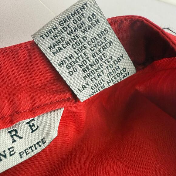 Signature by Larry Levine Women's Petite PL Red Button Down Blouse New Office - Picture 10 of 14